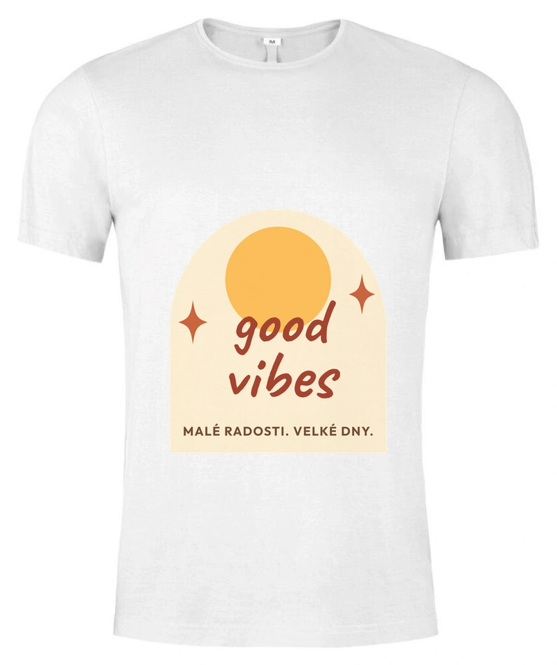 Tričko unisex s vlastním potiskem – Good vibes · retro slunce