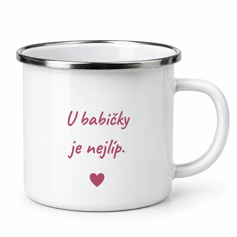 Plecháček smaltovaný bílý – U babičky je nejlíp