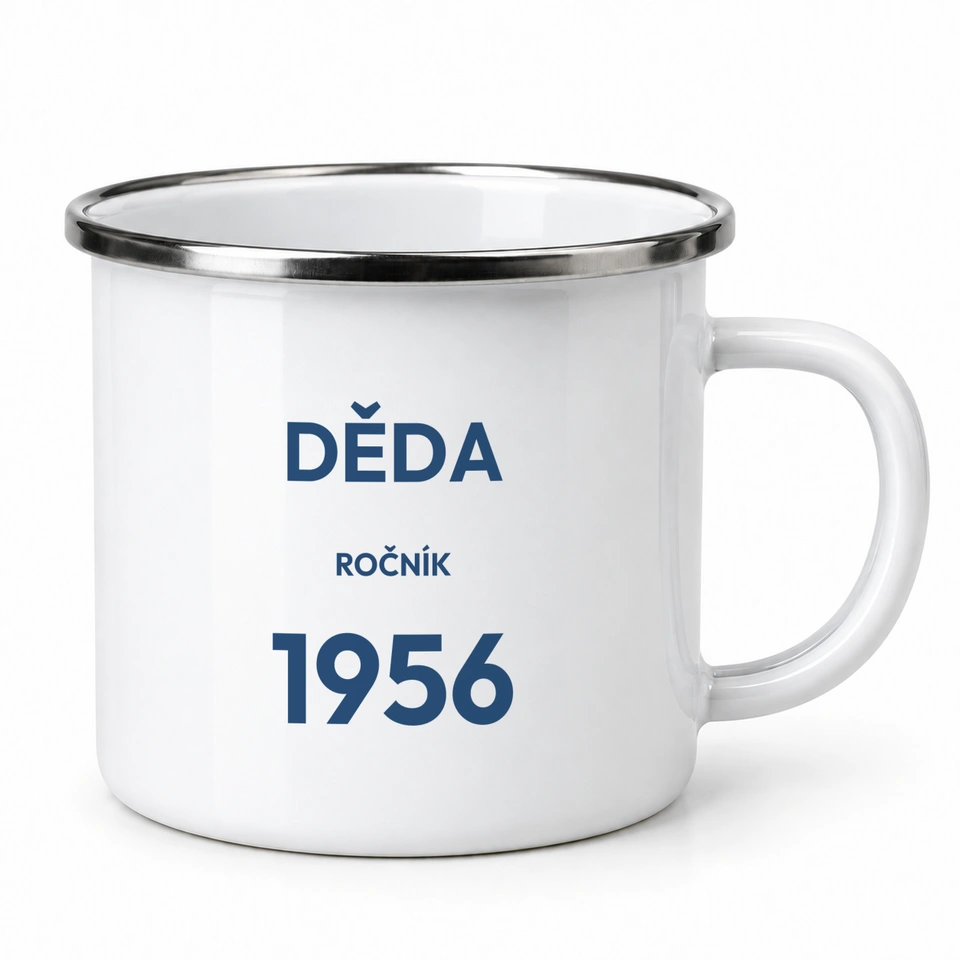 Plecháček smaltovaný bílý – Děda · ročník 1956