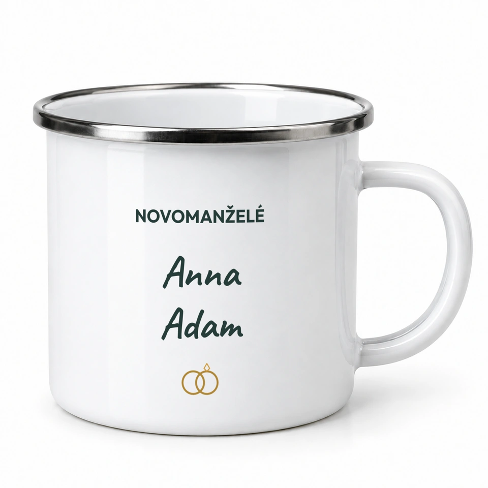 Plecháček smaltovaný bílý – Novomanželé