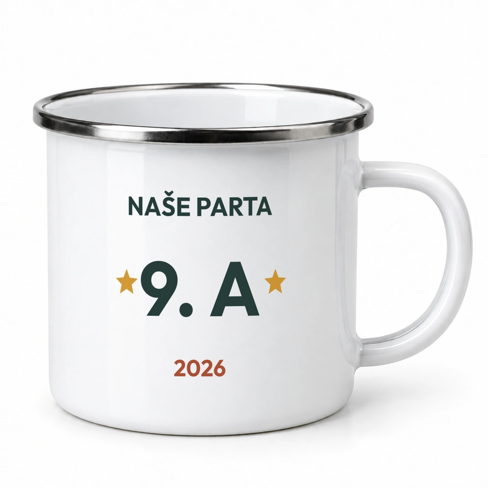 Plecháček smaltovaný bílý – Naše parta · 9. A