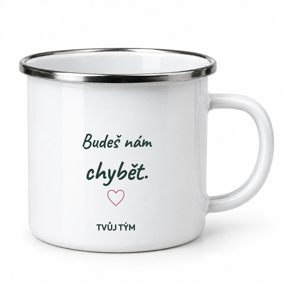 Plecháček smaltovaný bílý – Budeš nám chybět