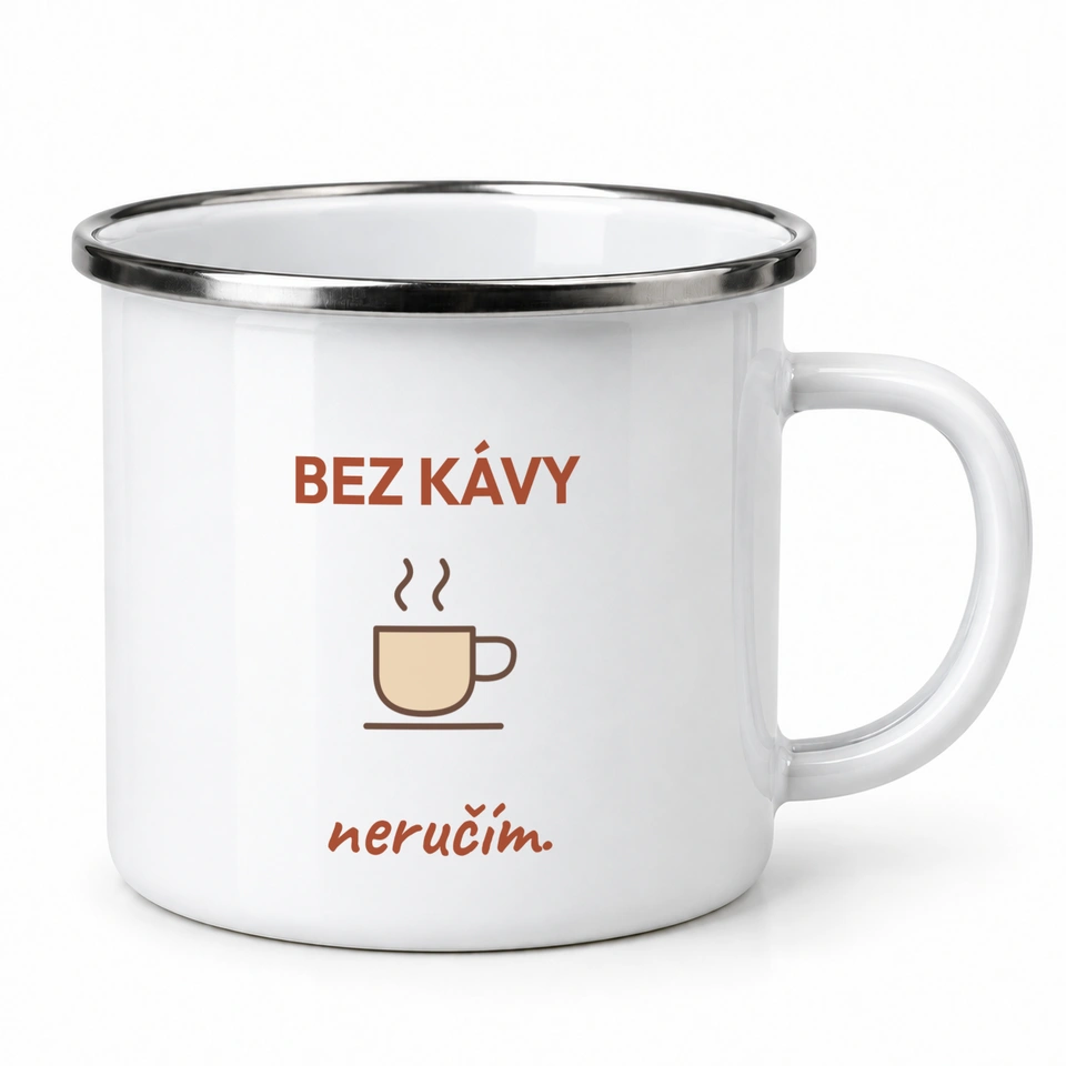 Plecháček smaltovaný bílý – Bez kávy neručím