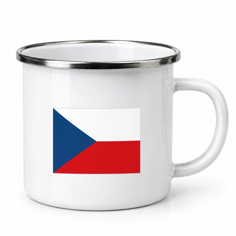 Plecháček smaltovaný bílý – Česká vlajka