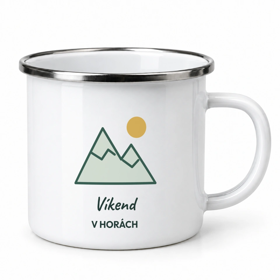 Plecháček smaltovaný bílý – Víkend v horách