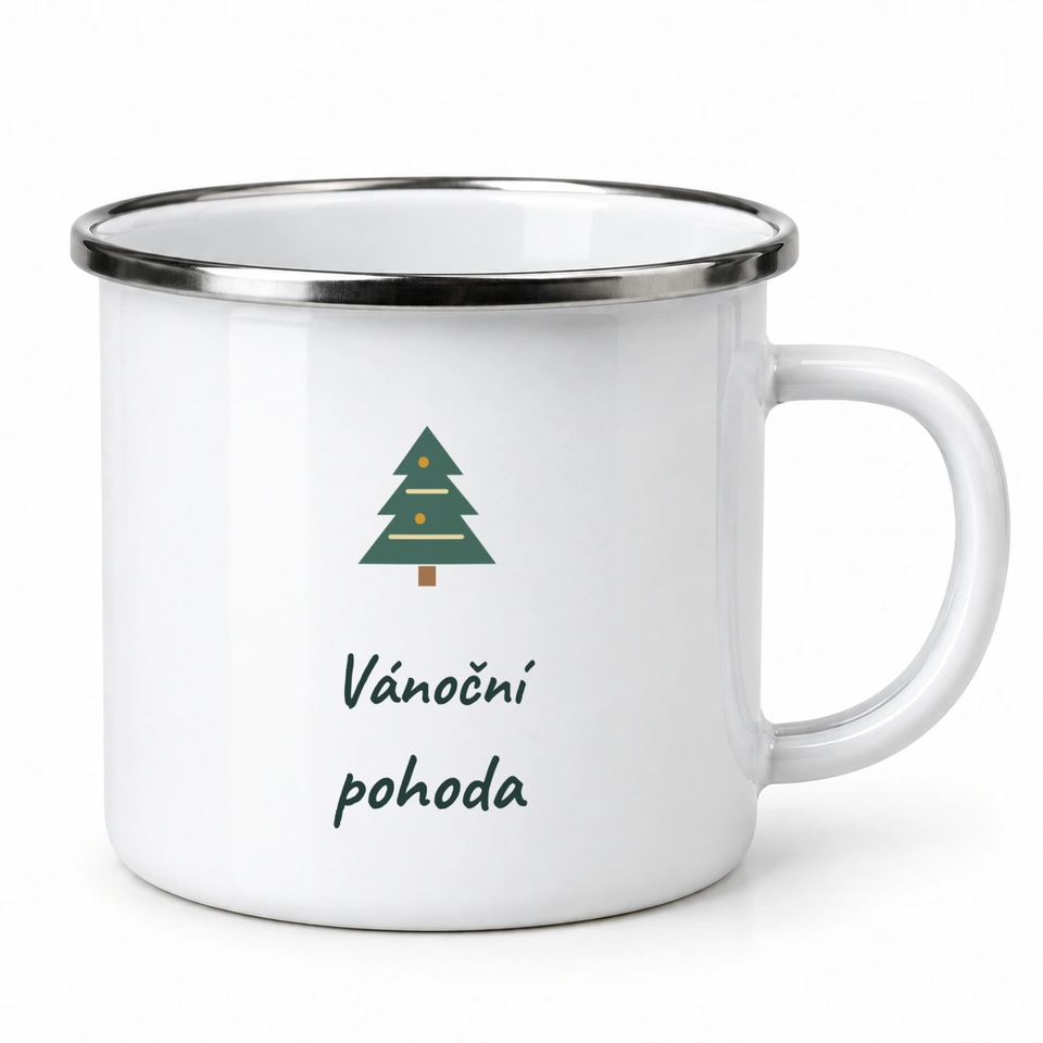Plecháček smaltovaný bílý – Vánoční pohoda