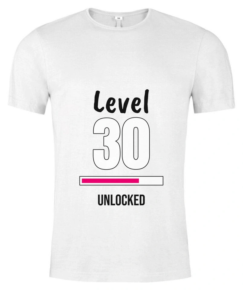 Tričko unisex s vlastním potiskem – Level 30 · odemčeno