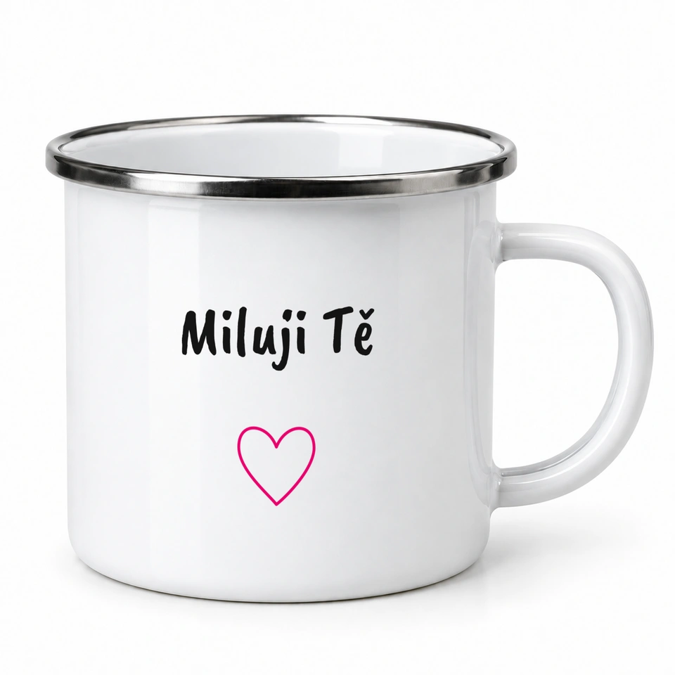 Plecháček smaltovaný bílý – Miluji Tě