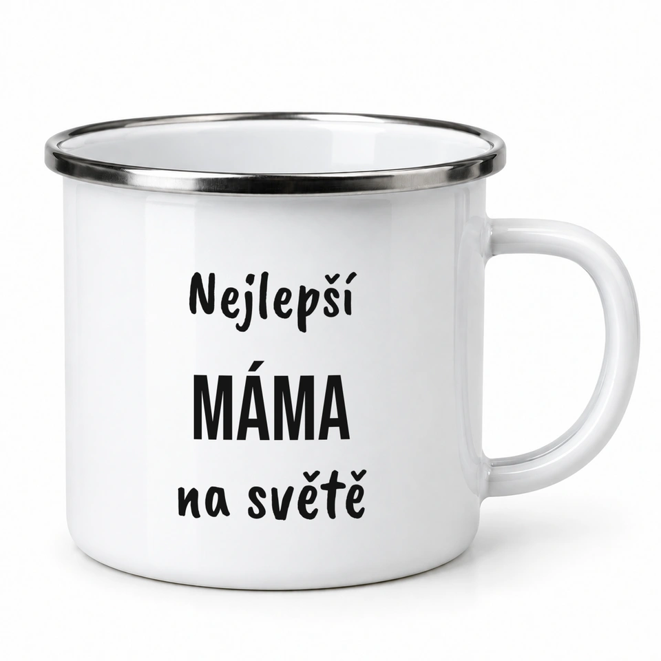 Plecháček smaltovaný bílý – Nejlepší máma na světě