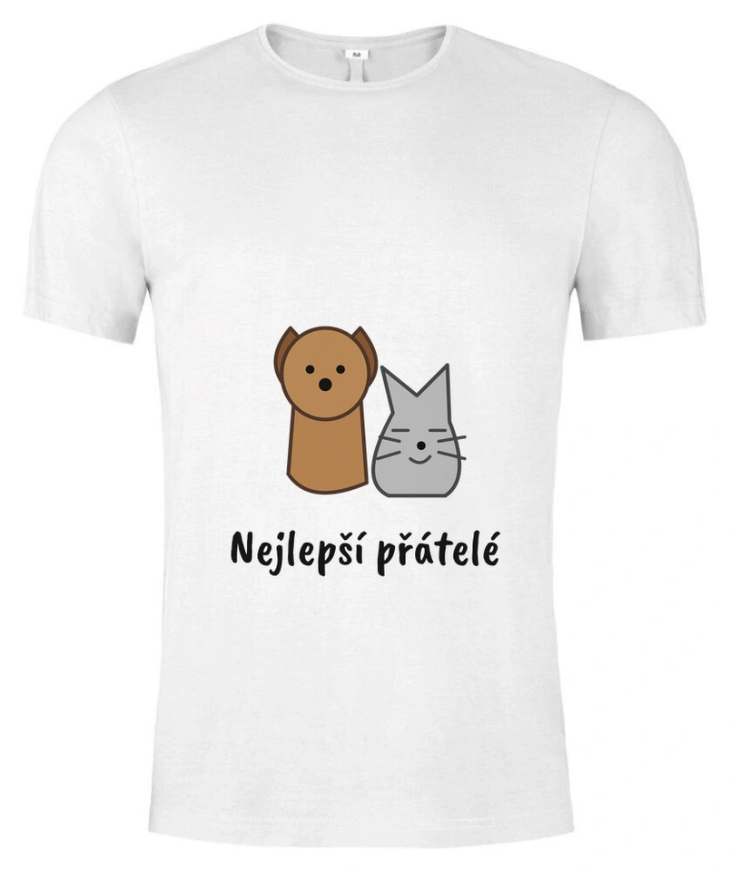 Tričko unisex s vlastním potiskem – Nejlepší přátelé · pes a kočka