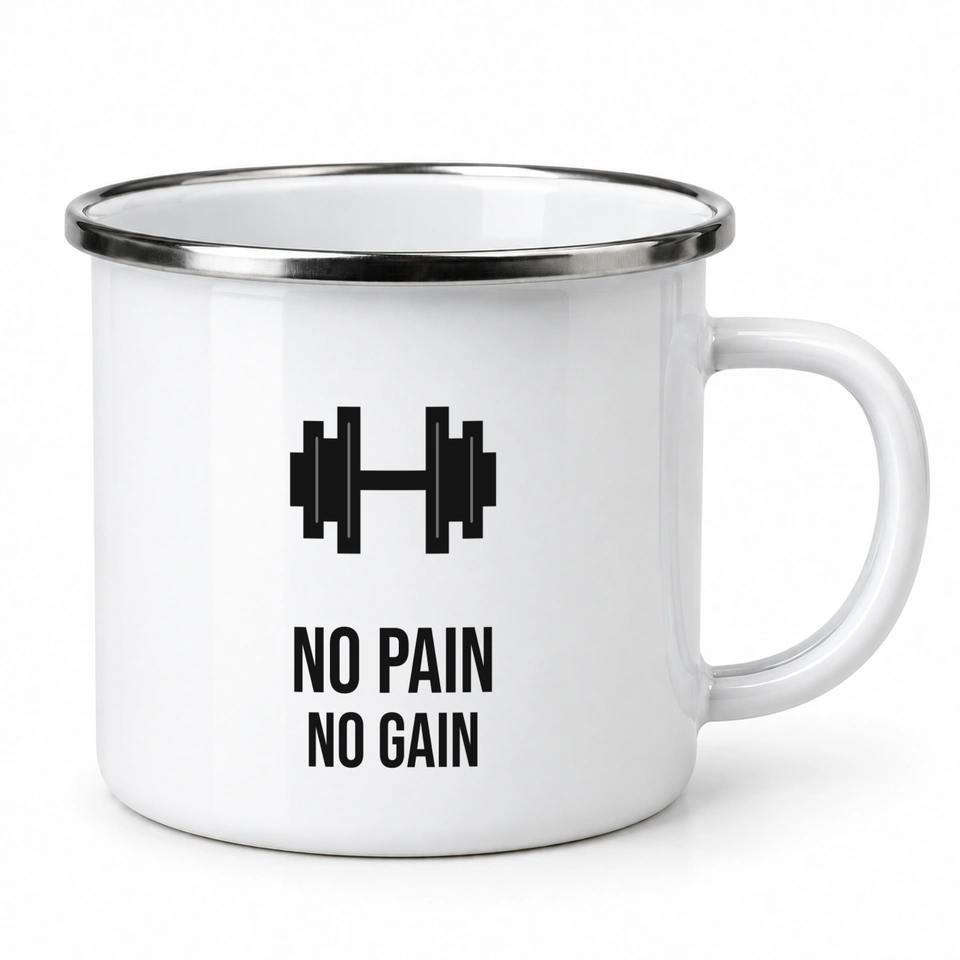 Plecháček smaltovaný bílý – No pain no gain