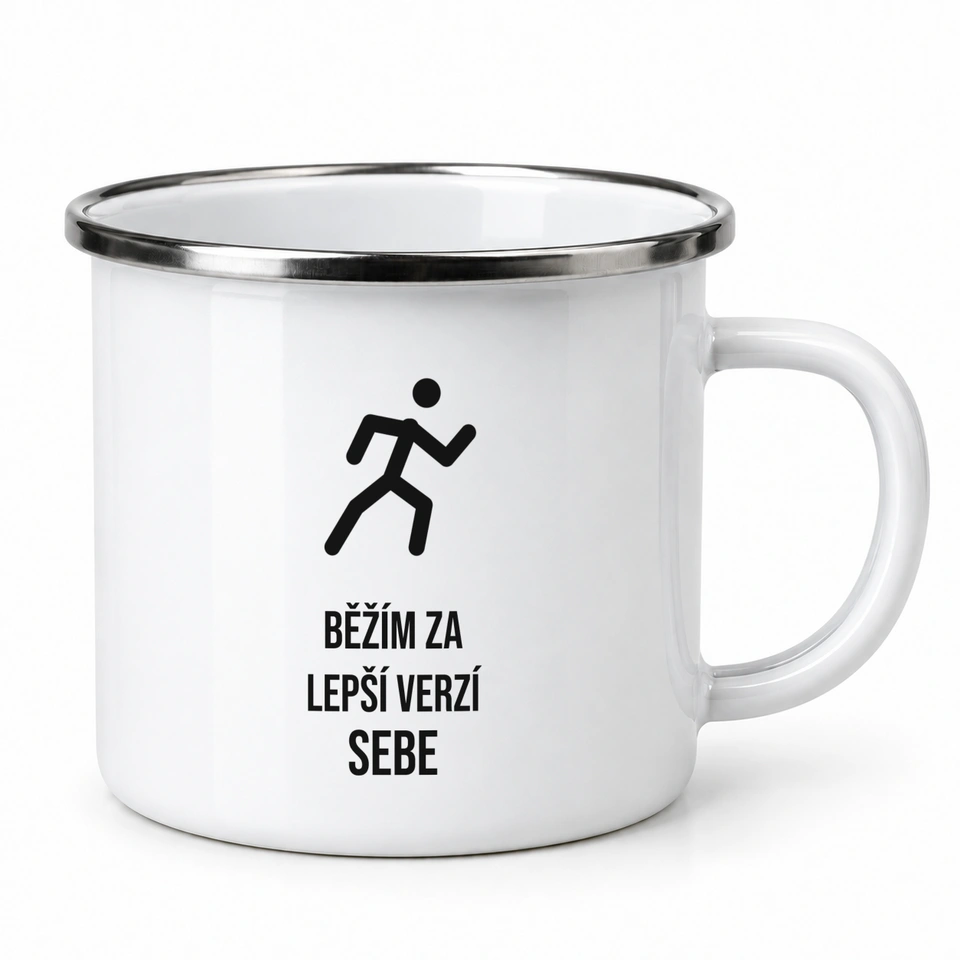 Plecháček smaltovaný bílý – Běžím za lepší verzí sebe