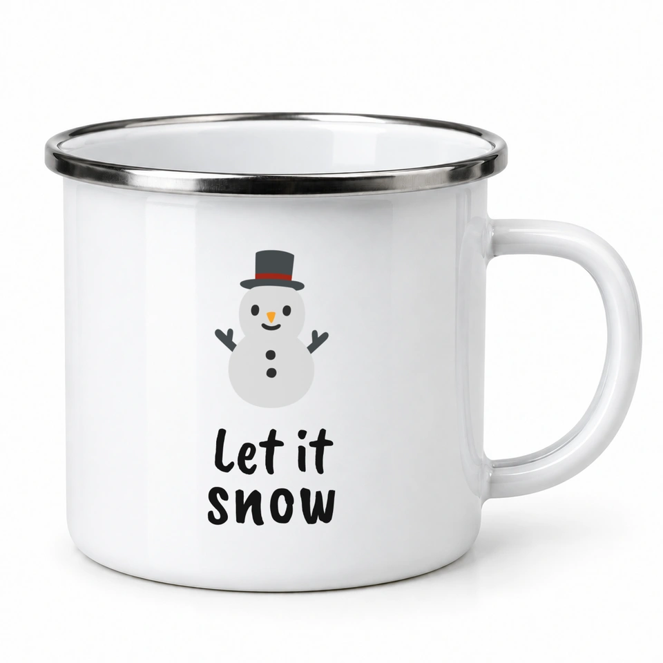 Plecháček smaltovaný bílý – Let it snow