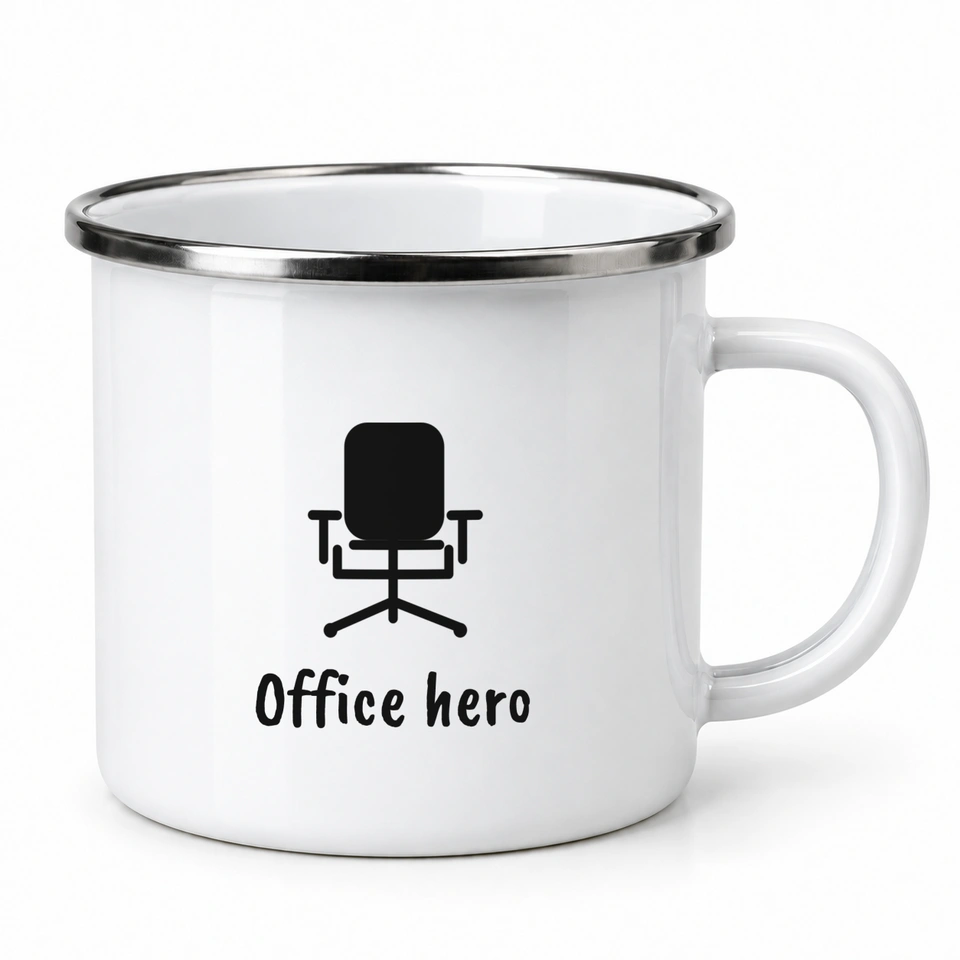 Plecháček smaltovaný bílý – Office hero