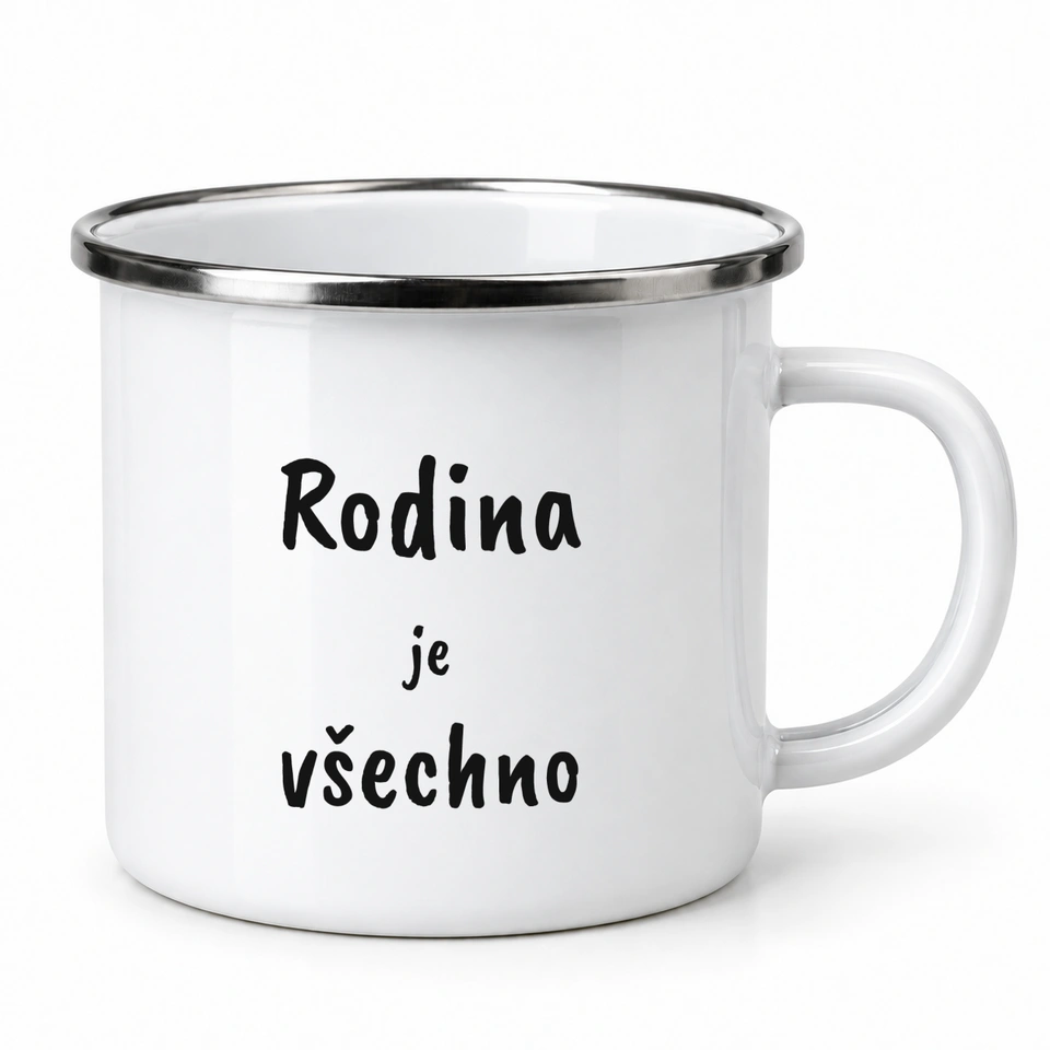 Plecháček smaltovaný bílý – Rodina je všechno