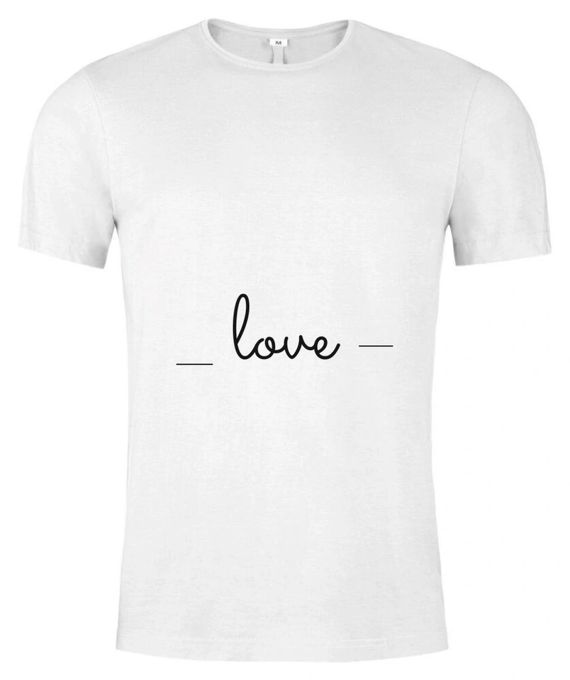 Tričko unisex s vlastním potiskem – Love · ruční písmo