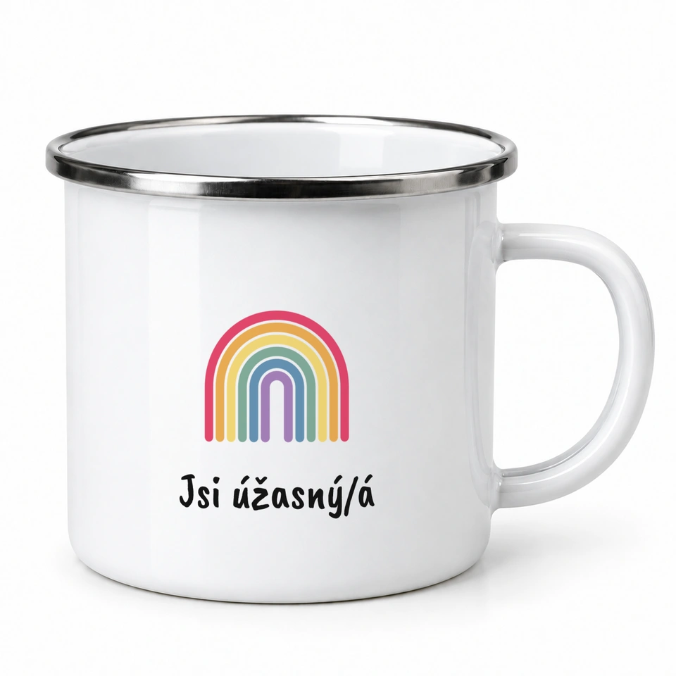 Plecháček smaltovaný bílý – Jsi úžasný/á